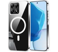 Coque Pour Xiaomi 14t, Étui Magnétique Transparent Avec Hybride Tpu Bumper + Pc Dur Arrière, Housse De Protection Antichoc Silicone Case, (Clair)