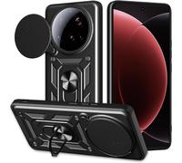 Coque Pour Xiaomi 15 Ultra Avec Cache Webcam&support Annulaire À 360 Degrés,Anti-Chute Étui Housse Compatible Avec Support De Voiture Magnétique,Noir