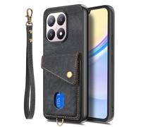 COQUE pour Xiaomi 15T, Carte Vintage avec Corde de Suspension pour Anti Chute, Housse pour Xiaomi 15T-Noir