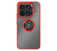 Coque pour Xiaomi 15T Pro avec Anneau Magnétique Rotatif et Finition Givrée Rouge