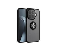 Coque pour Xiaomi 17T Anneau Magnétique Rotatif Finition Givrée Noir transparent