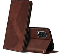 Coque Pour Xiaomi Mi 10 Lite 5g, Premium Étui Housse En Cuir De Protection Avec [Emplacements Cartes] [Magnetique], Clapet Folio Portefeuille Pour Xiaomi Mi 10 Lite 5g (Marron)[Ven8808653]