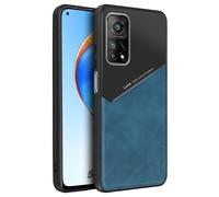 Coque pour Xiaomi Mi 10T/10T Pro aspect Cuir Compatible Support Magnétique, Bleu