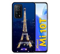 Coque Pour Xiaomi Mi 10t 5g - Tour Eiffel Paris Night - Silicone - Noir