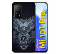 Coque Pour Xiaomi Mi 10t Pro 5g - Loup Fond Gris - Silicone - Noir