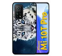 Coque Pour Xiaomi Mi 10t Pro 5g - Tigre Blanc Yeux Bleus - Silicone - Noir