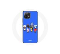 Coque pour Xiaomi Mi 11 Lite BTS BT21 Tata Chimmy Cooky Rj Koya Shooky Et Mang Jouent De la musique Fond Bleu