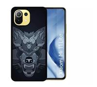 Coque Pour Xiaomi Mi 11 Lite - Loup Fond Gris - Silicone - Noir