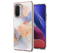 Coque pour Xiaomi Mi 11i/Poco F3 Téléphone Portable Avec Motif de Marbre Électrolytique Coque Ultra-fine en Silicone Coque Antidérapante et Antichoc Case Cover pour Xiaomi Mi 11i/Poco F3-Blanc Marbré