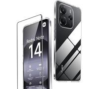 Coque Pour Xiaomi Note 14 4G Protection Case+1 Pièce Verre Trempé Protection Écran,Protecteur D'Écran Ultra-Clair, Dureté 9H,Coque En Silicone Tpu,Antichoc,Fin,Doux- Transpar[Gopro1676]