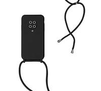 Coque pour Xiaomi Poco F2 Pro, Cordon Collier Etui Housse de Protection en Silicone avec Collier Telephone Portable Silicone avec Cordon Stylée Coque avec Réglable Cordon, Noir