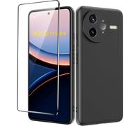 Coque Pour Xiaomi Poco F7 U1tra Étui De Protection Antichoc [Anti-Jaunissement], Avec [1 Pièce] Verre Trempé Protection Écran, Anti-Rayures Housse Souple Silicone - Noir