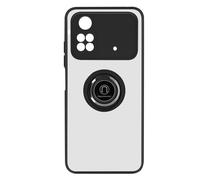 Coque pour Xiaomi Poco M4 Pro Bi-matière Bague Métallique Support Vidéo Noir