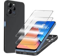 Coque pour Xiaomi Redmi 12 6.79"" + 2 Pack Verre Trempé, Noir Silicone TPU Souple Etui Anti-Rayures Antichoc Case - Pour Redmi 12