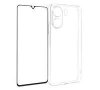 Coque pour Xiaomi Redmi 13C Silicone Gel et Verre Trempé Noir