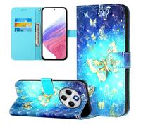 Coque pour Xiaomi Redmi 14C 4G/Poco M7 5G/Poco C75 4G/Redmi 14R 5G/Redmi A3 Pro/Redmi A4 5G, 3D en Cuir PU Étui Portefeuille à Rabat Housse Cover avec Porte Cartes Magnétique Etui, Papillon
