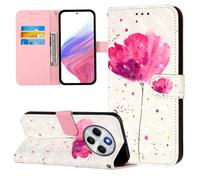Coque pour Xiaomi Redmi 14C 4G/Poco M7 5G/Poco C75 4G/Redmi 14R 5G/Redmi A3 Pro/Redmi A4 5G, 3D en Cuir PU Étui Portefeuille à Rabat Housse Cover avec Porte Cartes Magnétique Etui, Une Fleur