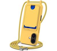Coque pour Xiaomi Redmi 14C avec Cordon, Etui avec Collier - Tour de Cou Lanière en Corde - Silicone Housse avec Réglable Chaine pour Xiaomi Redmi 14C,Bandouliere,Porte Cartes-Jaune