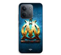 Coque Pour Xiaomi Redmi 15C 5g OM dorée brilant droit au but fond bleu Maniacase