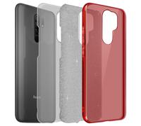 Coque pour Xiaomi Redmi 9 Paillette Amovible Silicone Semi-rigide rouge