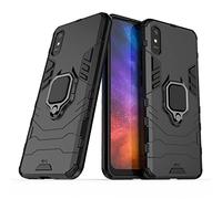 Coque pour Xiaomi Redmi 9A / Redmi 9AT Housse Antichoc avec Anneau Rotatif Aimant Etui Magnétique Rigide Dure Armure Bague Support Armure Renforcée (Xiaomi Redmi 9A / Redmi 9AT, Noir)