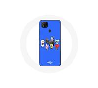 Coque pour Xiaomi Redmi 9C BTS BT21 Tata Chimmy Cooky Rj Koya Shooky Et Mang Jouent De la musique Fond Bleu