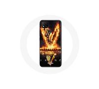 Coque pour Xiaomi Redmi 9C Vikings Série Saison 6 logo V Epée de Feu Fond Noir