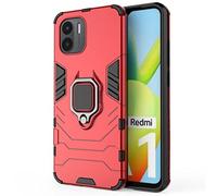 Coque pour Xiaomi Redmi A1 / Redmi A2 Housse Antichoc avec Anneau Rotatif Aimant Etui Magnétique Rigide Dure Armure Bague Support Armure Renforcée (Xiaomi Redmi A1 / Redmi A2, Rouge)