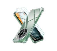 Coque pour Xiaomi Redmi A3, Redmi A3X avec 3 Pièces Verre Trempé, Ultra Transparent Étui de Protection en Silicone - TECHTA