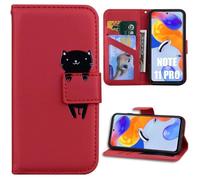 Coque pour Xiaomi Redmi Note 11 Pro - E-TEC - Rouge - Chat - Semi-rigide - Coque de protection pour téléphone