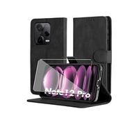 Coque pour Xiaomi Redmi Note 12 PRO 5G - POCO X5 PRO - Noir - Rabat Portefeuille - 2 Vitres Verre Trempé