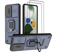 Coque Pour Xiaomi Redmi Note 12 Pro 5g / Poco X5 Pro (Uniquement 5g, Pas 4g) - Lot 2 Vitres Trempées + Protection Objectif, Bumper Tpu+Pc Anti-Rayures Avec Support Kickstand, Compatible Support Magnét