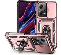 Coque Pour Xiaomi Redmi Note 12 Pro 5g / X5 Pro 5g ¿ Antichoc Style Militaire, Protection Caméra Coulissante, Anneau Support Magnétique 360° ¿ Pc/Tpu Or Rose