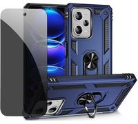 Coque Pour Xiaomi Redmi Note 12 Pro+ Bleu Étui De Protection Avec Protecteur D'écran En Verre De Confidentialité Anti-Espion