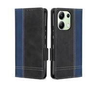 Coque Pour Xiaomi Redmi Note 13 4G, Magnétique Rabat Portefeuille Cuir Etui, Silicone TPU Bumper Redmi Note 13 Pochette Housse, Flip Porte Cartes avec Support Cover, Antichoc Case Bleu Noir