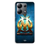 Coque Pour Xiaomi Redmi Note 13 4G OM dorée brilant droit au but fond bleu Maniacase