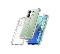 Coque pour Xiaomi Redmi Note 13 4G Transparente avec 2 Verre Trempé,Antichoc Silicone Souple TPU Étui Housse - TECHTA