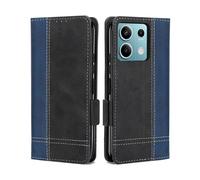 Coque Pour Xiaomi Redmi Note 13 5G, Magnétique Rabat Portefeuille Cuir Etui, Silicone TPU Bumper Redmi Note 13 Pochette Housse, Flip Porte Cartes avec Support Cover, Antichoc Case Bleu Noir