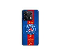 Coque pour Xiaomi Redmi Note 13 5G - MANIACASE - PSG Logo Champion Double Legend - Noir - Silicone TPU - Protection