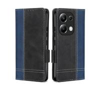 Coque Pour Xiaomi Redmi Note 13 Pro 4G/Poco M6 Pro, Magnétique Rabat Portefeuille Cuir Etui, Silicone TPU Bumper Pochette Housse, Flip Porte Cartes avec Support Cover, Antichoc Case Bleu Noir