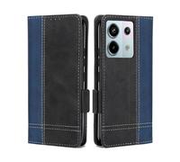 Coque Pour Xiaomi Redmi Note 13 Pro 5G, Magnétique Rabat Portefeuille Cuir Etui, Silicone TPU Bumper Redmi Note 13 Pro Pochette Housse, Flip Porte Cartes avec Support Cover, Antichoc Case Bleu Noir