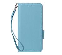 Coque pour Xiaomi Redmi Note 14 4G,Étui de téléphone en Cuir avec 4 Fentes pour Cartes.Fermeture magnétique.Anti-Glissement et Chute,avec Corde de Main -Sky Blue