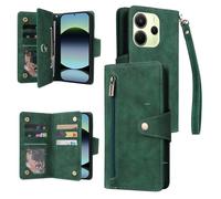 Coque pour Xiaomi Redmi Note 14 4G EU Version, Antichoc Housse Cuir PU Portefeuille Etui avec [Fentes pour Cartes] -Vert RUD