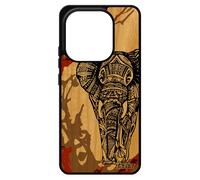 Coque Pour Xiaomi Redmi Note 14 4g Europe Bois Silicone Elephant Ganesh Bumper Personnalis¿ Dessin Marron Tribal Azteque Animal Antichoc