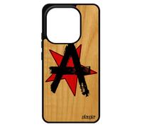 Coque Pour Xiaomi Redmi Note 14 4g Europe En Vrai Bois Silicone Anarchie Logo Antichoc Graff Urbain Signe Dessin Peinture Punk Revolution
