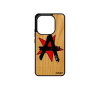 Coque pour Xiaomi Redmi Note 14 4G Europe en vrai bois silicone anarchie logo antichoc graff urbain signe dessin peinture punk revolution