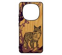 Coque Pour Xiaomi Redmi Note 14 Pro/14 Pro+ Plus 5g Bois Silicone Renard Telephone Dessin Noir Cadeau De Noel Tribal Violet Animal Goupil