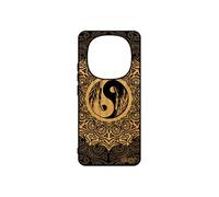 Coque pour Xiaomi Redmi Note 14 pro/14 Pro+ Plus 5G bois silicone Yin et Yang harmonie bien & mal mandala etui coloré artistique rosace