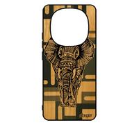 Coque Pour Xiaomi Redmi Note 14 Pro/14 Pro+ Plus 5g En Bois Naturel Silicone Elephant Homme Tribal Dessin Animal Etui Personnalis¿ Gris