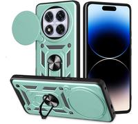 Coque Pour Xiaomi Redmi Note 14 Pro 4g Étui Avec Anneau 360°And Cache Objectif, Housse Protection Avec Support Magnétique, Coque Bumper Antichoc. Vert[Wke01485]